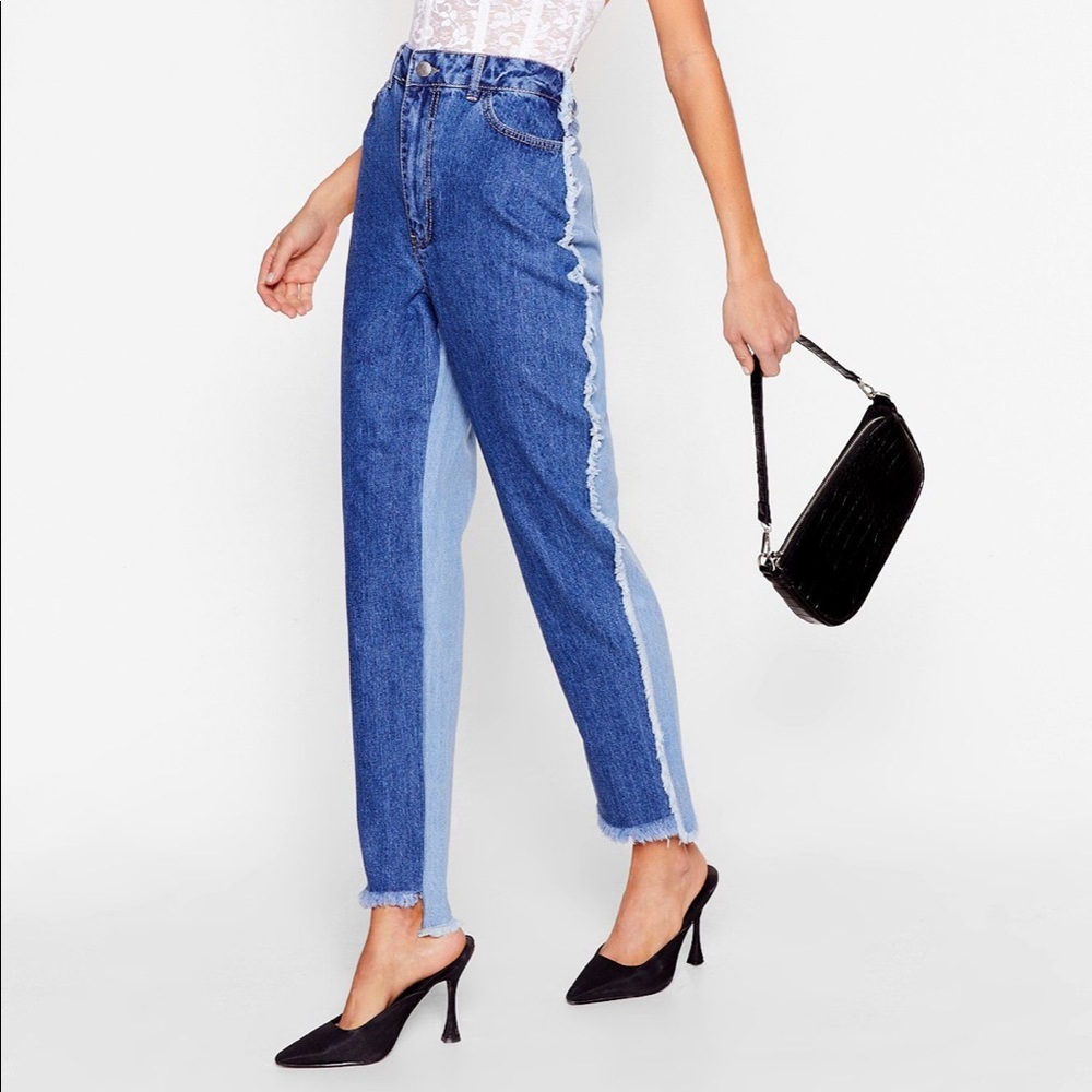 Two-Tone for One Distressed Denim Jeans